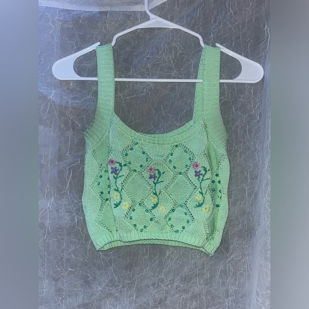 Zara Cropped Mint Knit Top